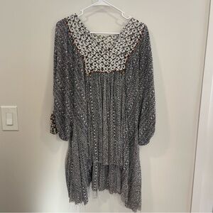 Free People One Sz L Made in India Tunic Dress Boho Lagenlook Hippy Relaxdz